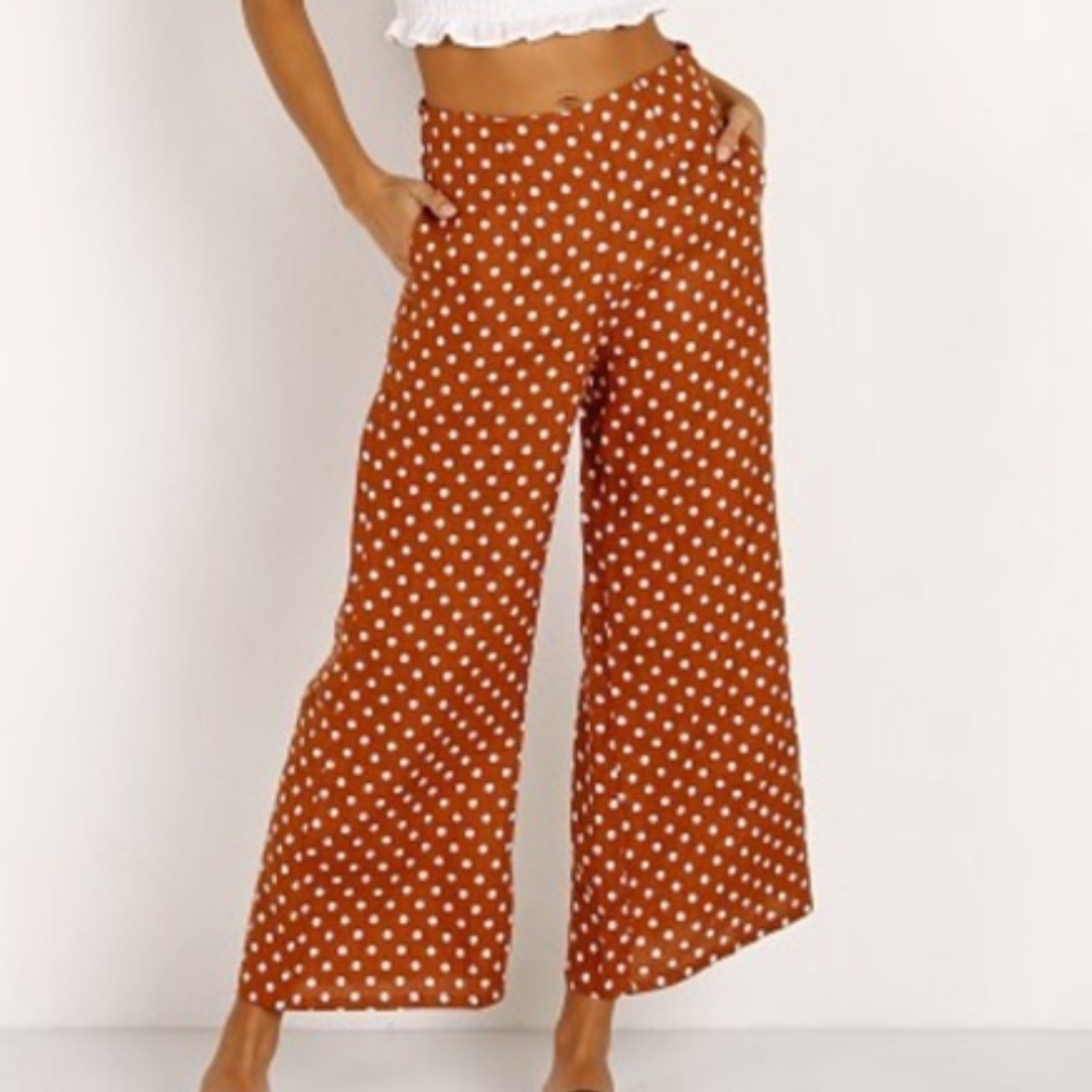 Faithful the Brand Polka Dot Wide Leg Pants, Size 10 with Slight Alteration